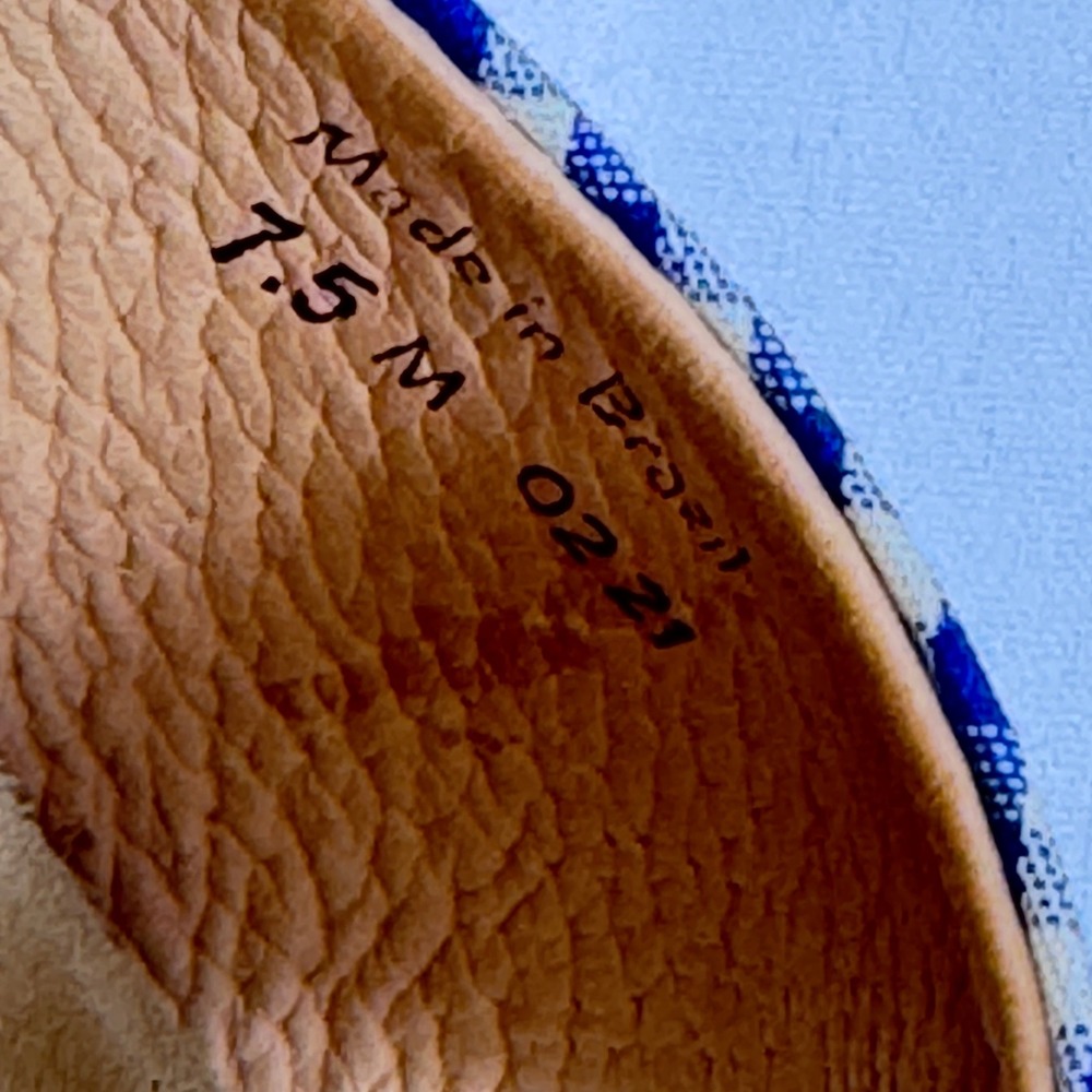 Jack Rogers Slide Sandals Womens 7.5 Blue Gingham Bow Preppy Coastal Picnic - Picture 3 of 4
